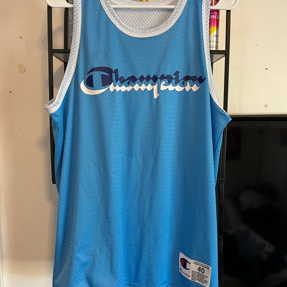 Champion Light Blue Mesh Tank with White Trim